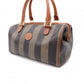 FENDI Pecan Handbag, PVC/Leather, Brown, Boston Bag