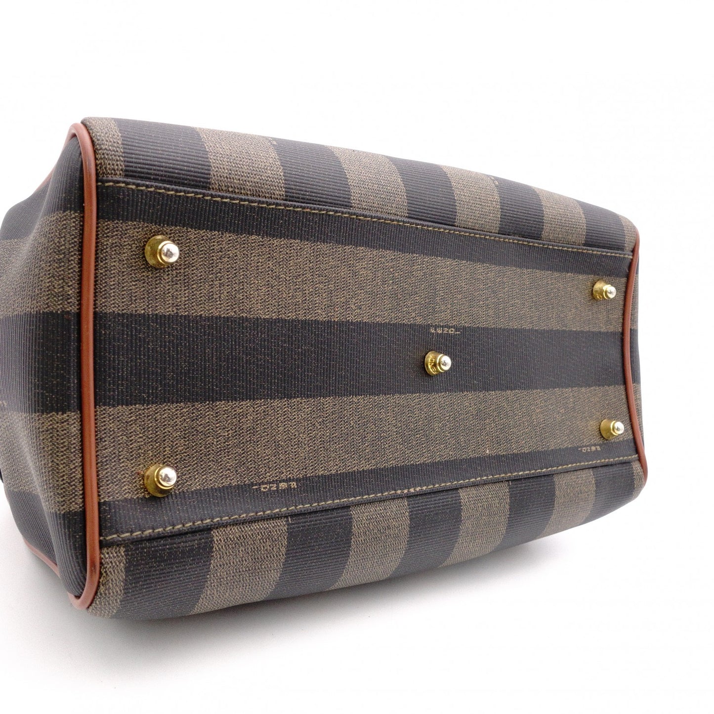 FENDI Pecan Handbag, PVC/Leather, Brown, Boston Bag