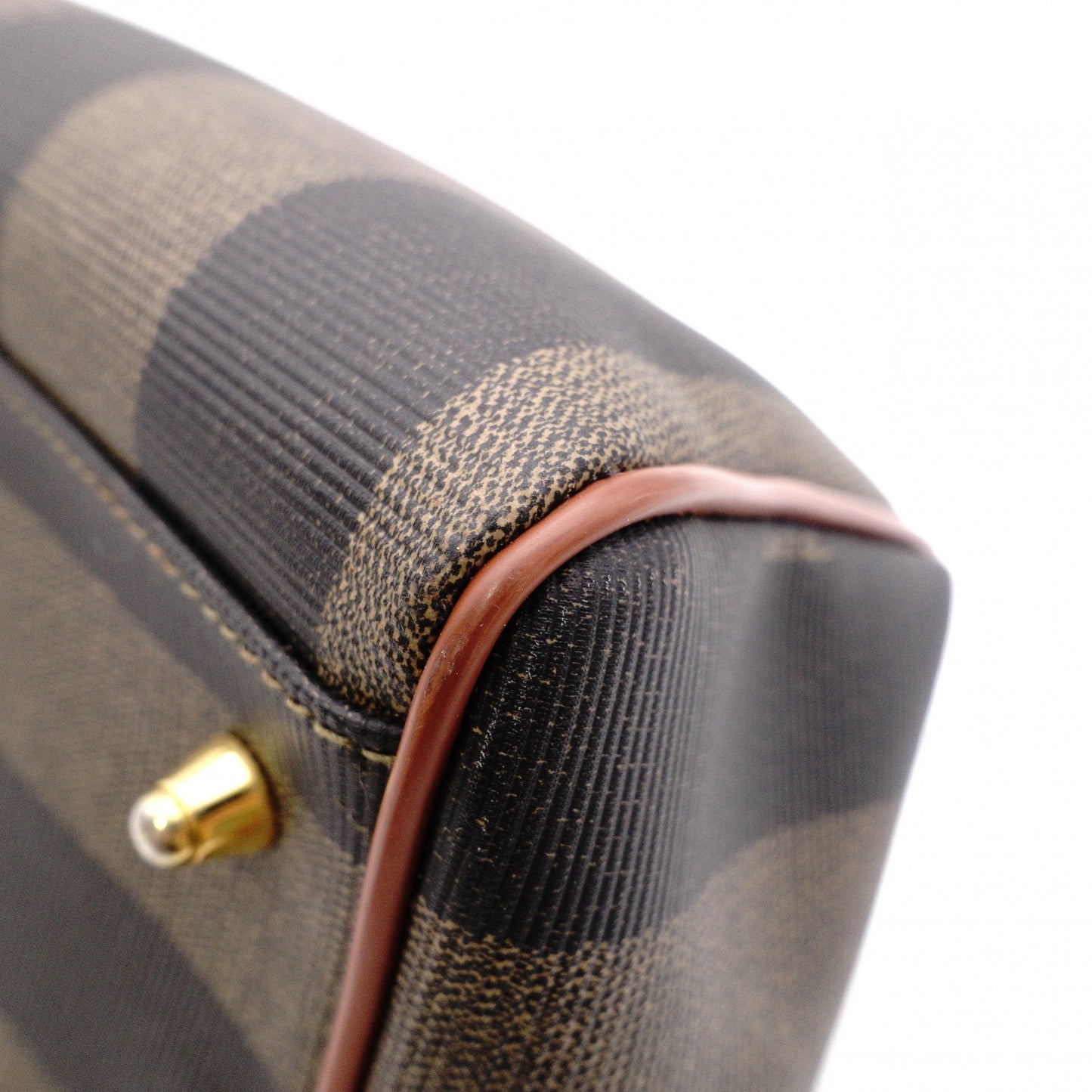 FENDI Pecan Handbag, PVC/Leather, Brown, Boston Bag