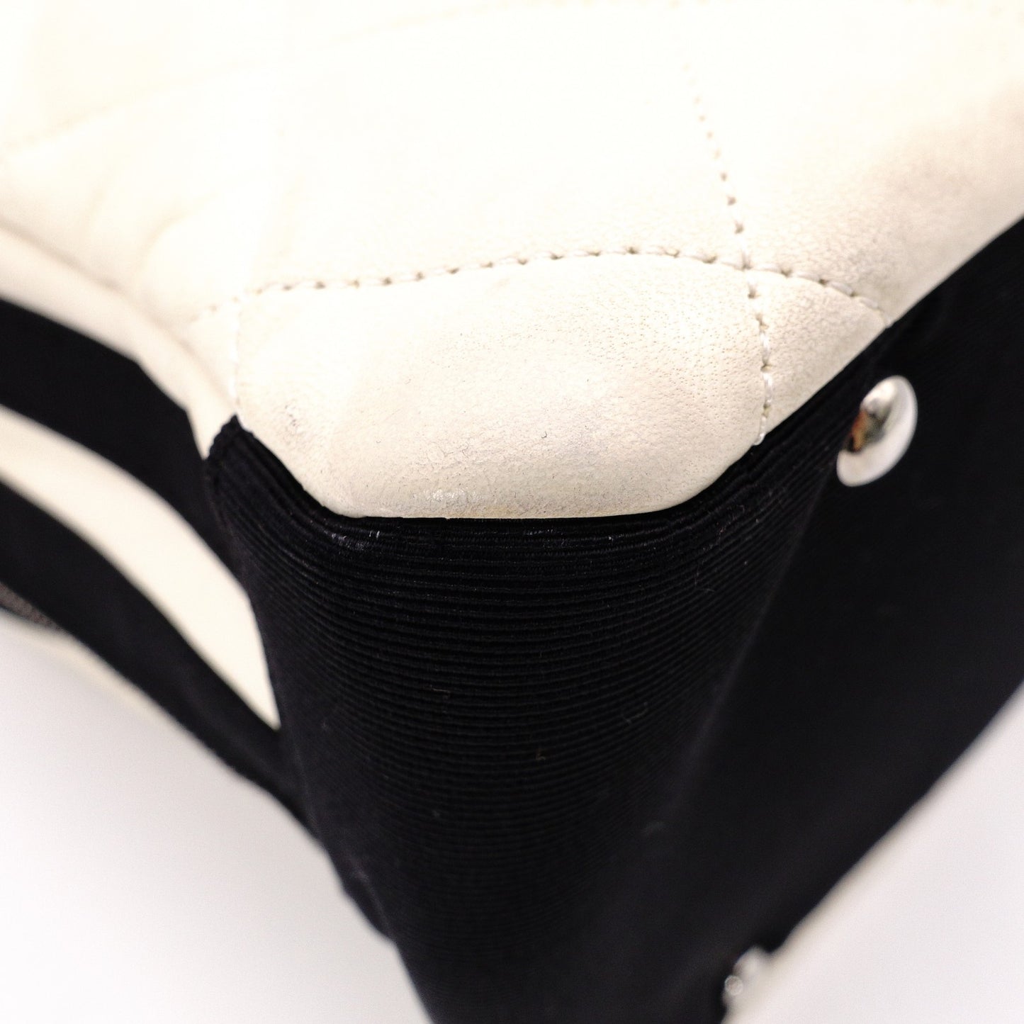 CHANEL Shoulder Bag, Timeless CC Leather, White and Black Two-Tone, Silver Hardware