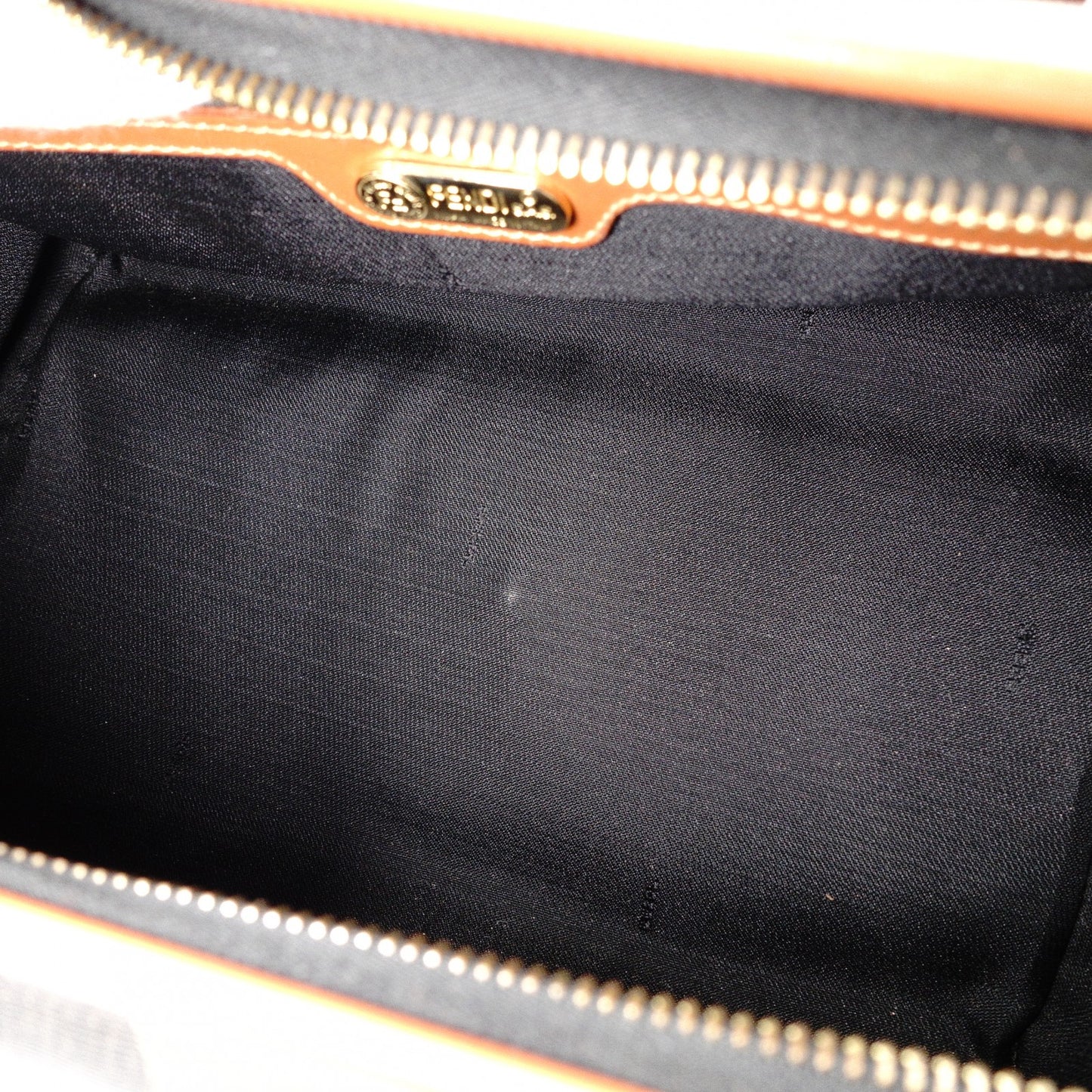 FENDI Pecan Handbag, PVC/Leather, Brown, Boston Bag