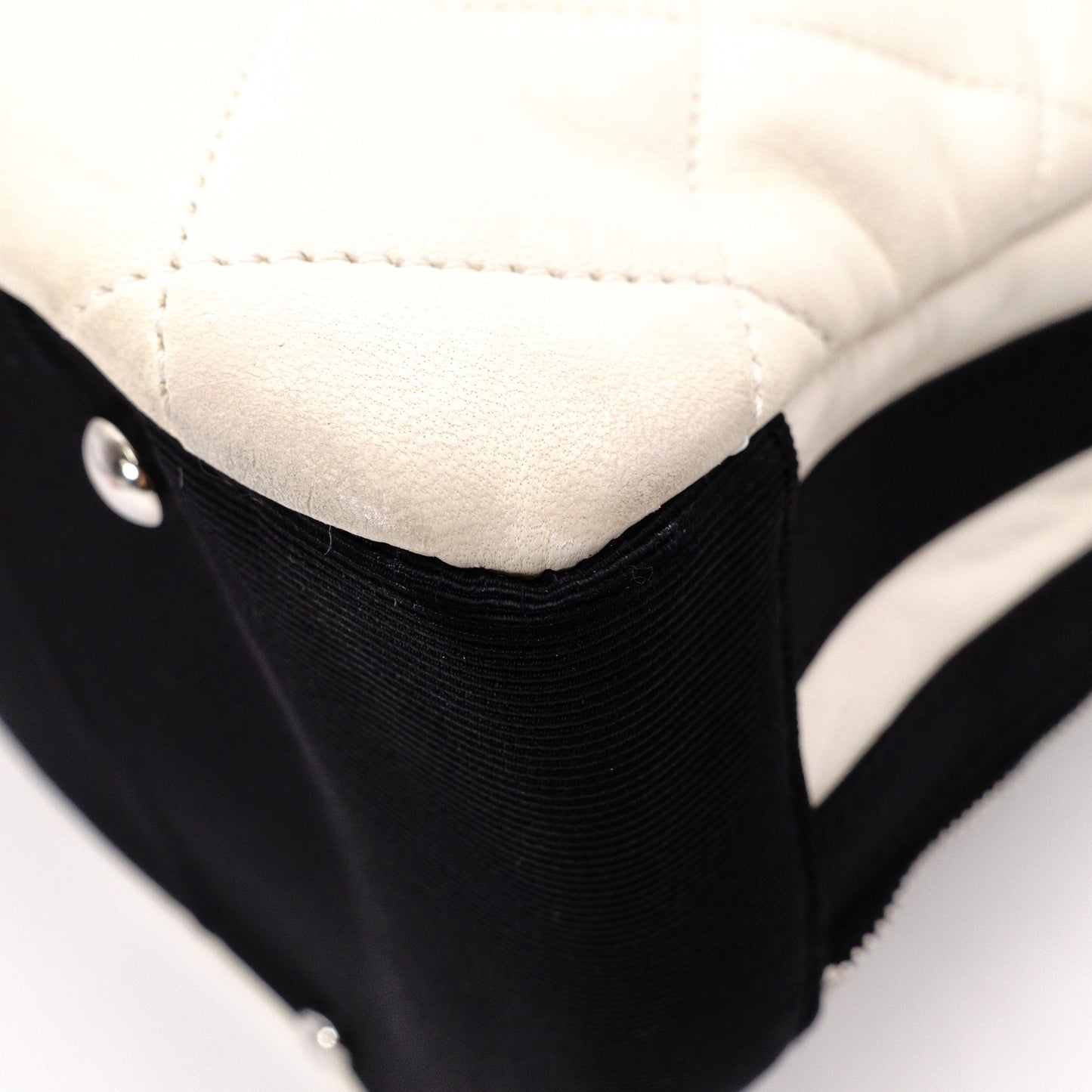 CHANEL Shoulder Bag, Timeless CC Leather, White and Black Two-Tone, Silver Hardware