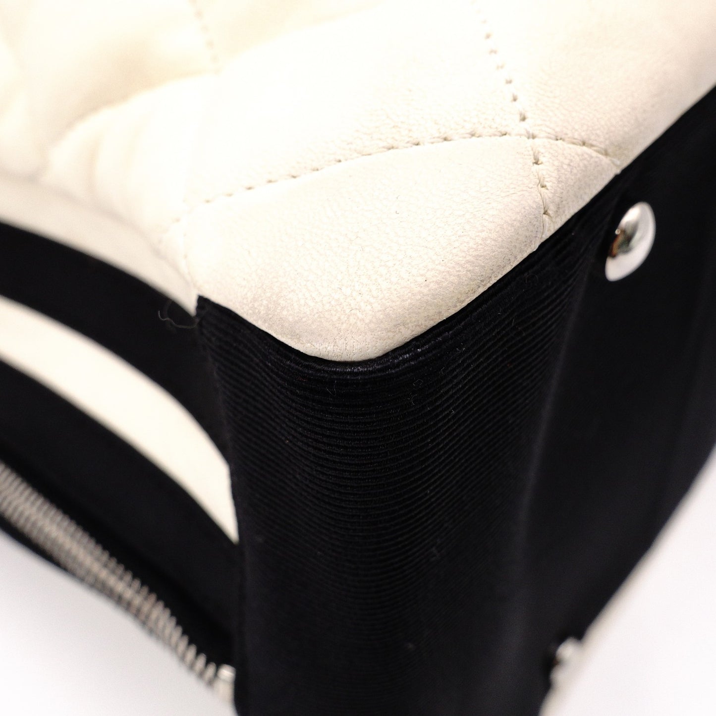 CHANEL Shoulder Bag, Timeless CC Leather, White and Black Two-Tone, Silver Hardware