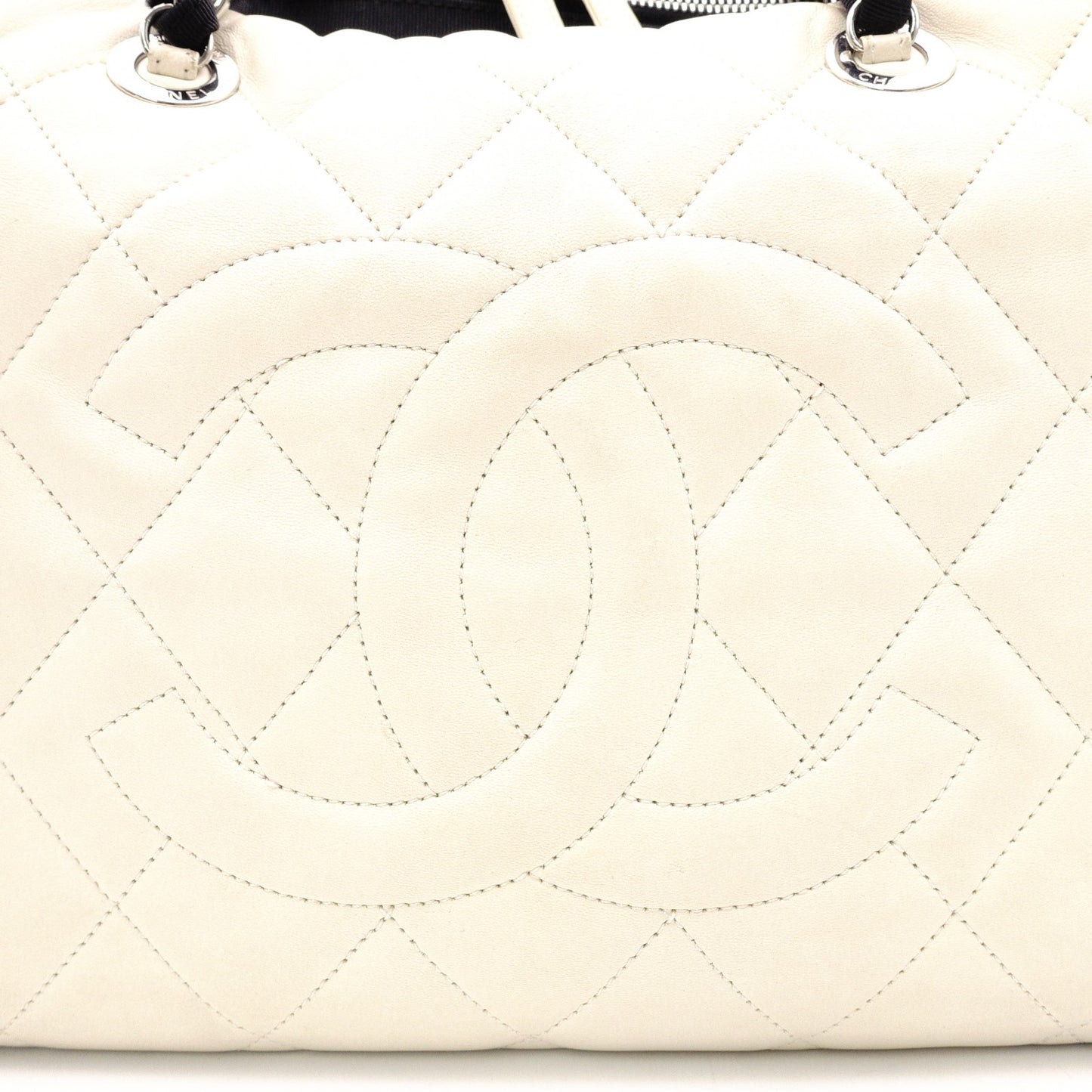 CHANEL Shoulder Bag, Timeless CC Leather, White and Black Two-Tone, Silver Hardware