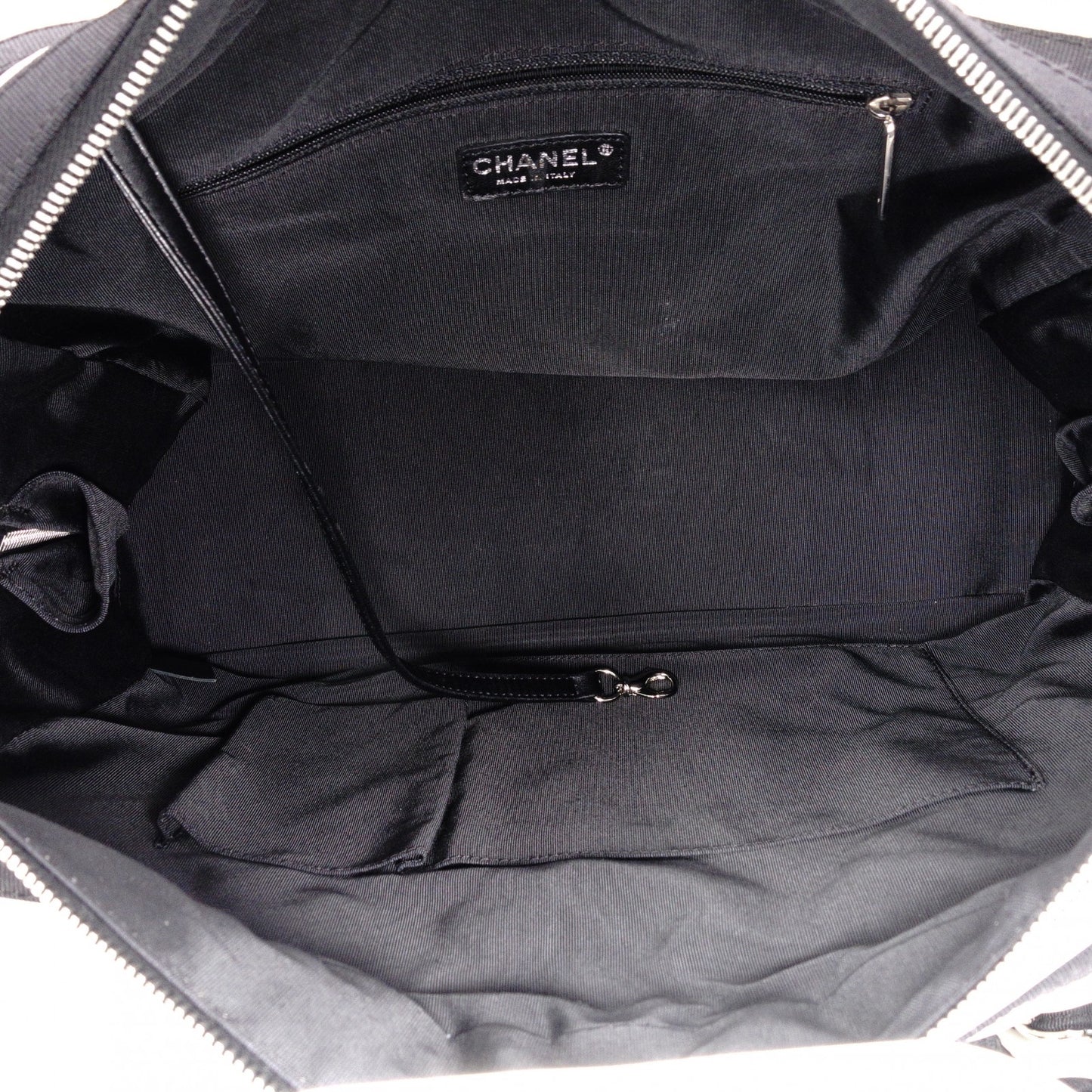 CHANEL Shoulder Bag, Timeless CC Leather, White and Black Two-Tone, Silver Hardware