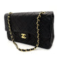 CHANEL Matelassé Lambskin Double Flap Chain Shoulder Bag Black Leather Gold Hardware 7-10-001