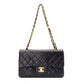 CHANEL Double Flap Matelassé Lambskin Classic Shoulder Bag, Leather, Black with Gold Hardware