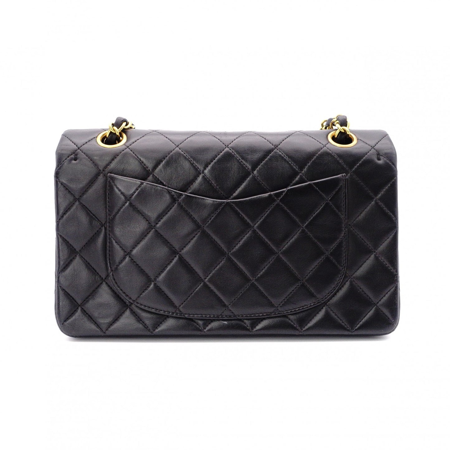 CHANEL Double Flap Matelassé Lambskin Classic Shoulder Bag, Leather, Black with Gold Hardware
