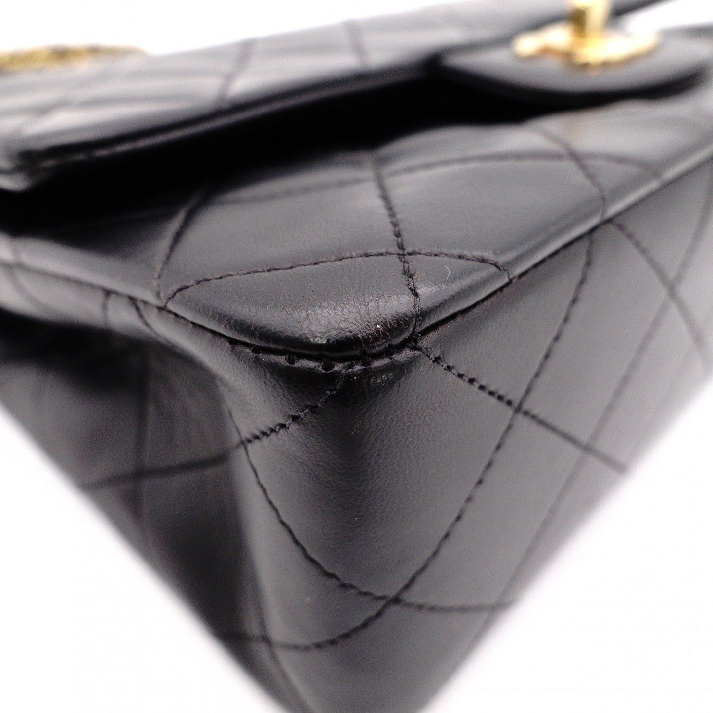 CHANEL Double Flap Matelassé Lambskin Classic Shoulder Bag, Leather, Black with Gold Hardware