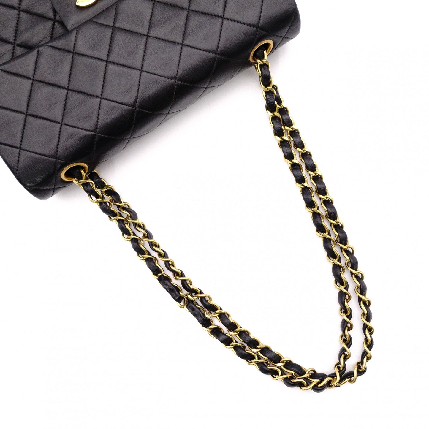 CHANEL Double Flap Matelassé Lambskin Classic Shoulder Bag, Leather, Black with Gold Hardware