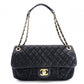 CHANEL Chain Shoulder Bag, Matelassé Leather, Black with Gold Hardware