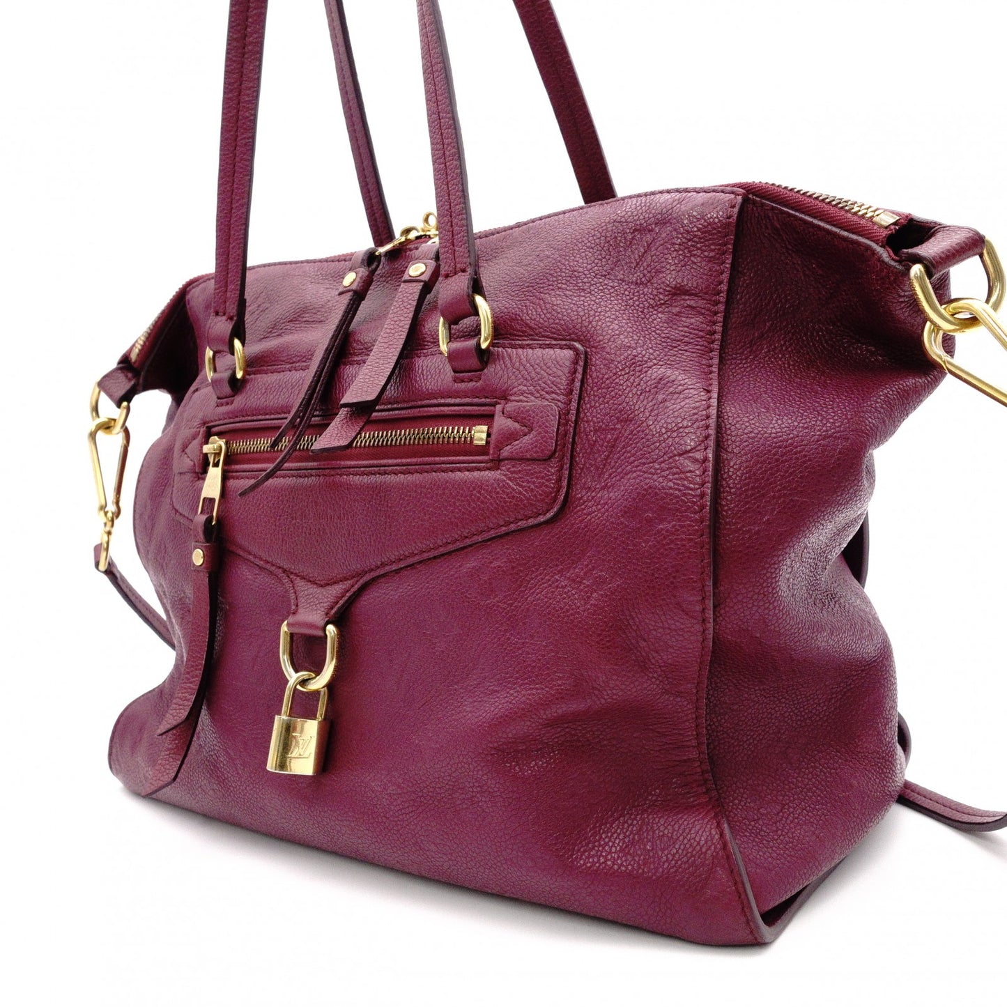 LOUIS VUITTON Monogram Implant Shoulder Bag, Leather, Purple, 2-Way