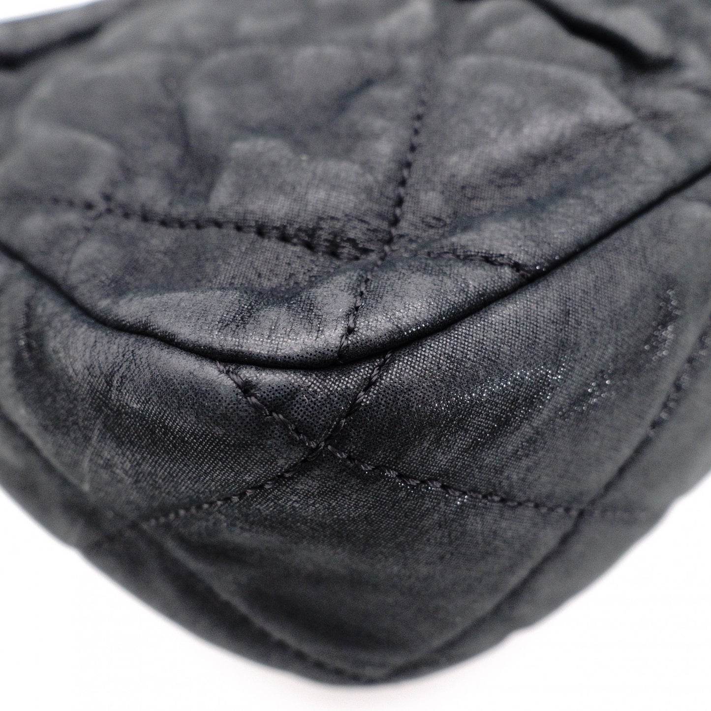 CHANEL Chain Shoulder Bag, Matelassé Leather, Black with Gold Hardware