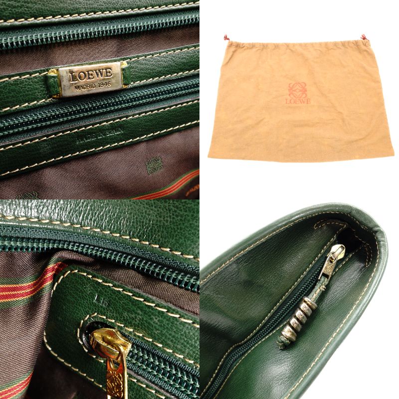 LOEWE Velazquez Shoulder Bag leather green USED Women