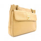 CHANEL Chain Shoulder Bag, Caviar Leather, Beige, Gold Hardware, Vintage