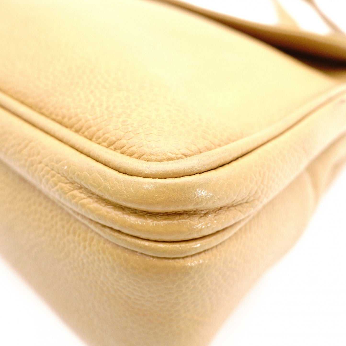 CHANEL Chain Shoulder Bag, Caviar Leather, Beige, Gold Hardware, Vintage