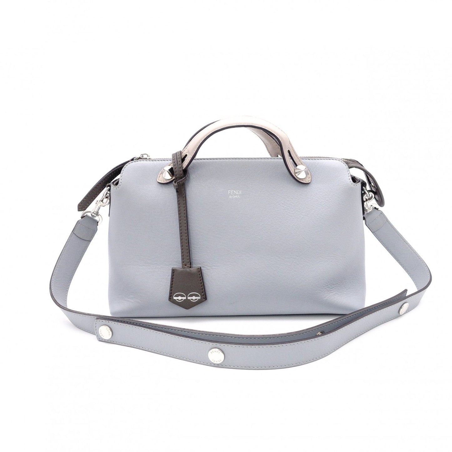 FENDI By the Way Handbag, Leather, Blue, 2-Way Crossbody with Charm