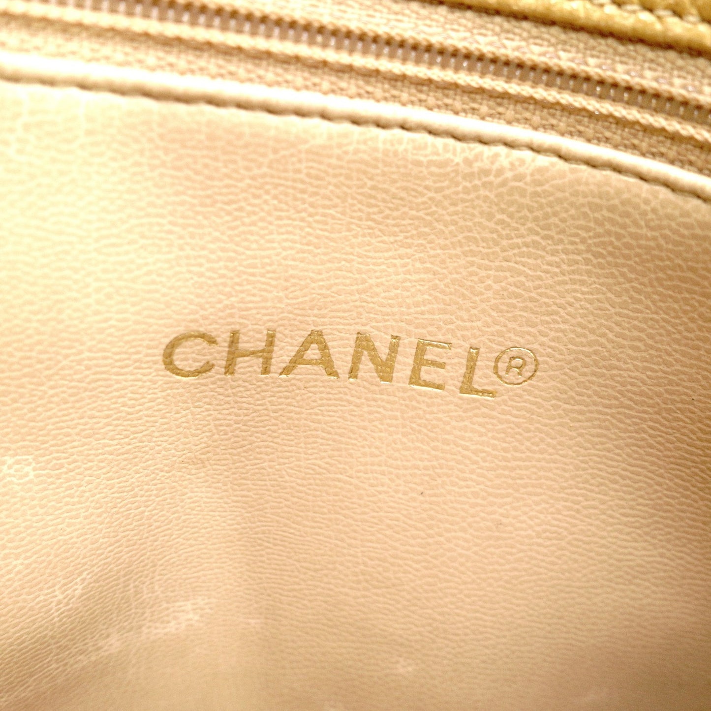 CHANEL Chain Shoulder Bag, Caviar Leather, Beige, Gold Hardware, Vintage
