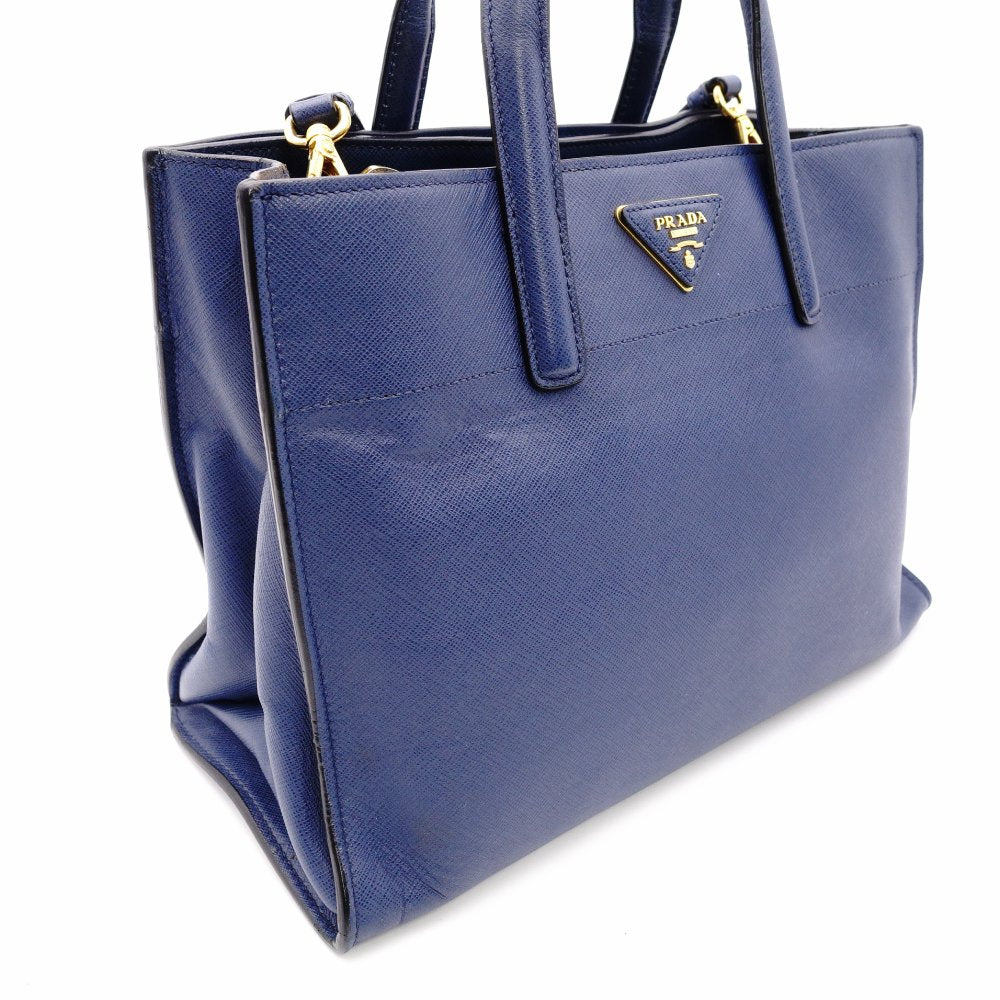 PRADA Leather Handbag Blue 2-Way Shoulder Bag