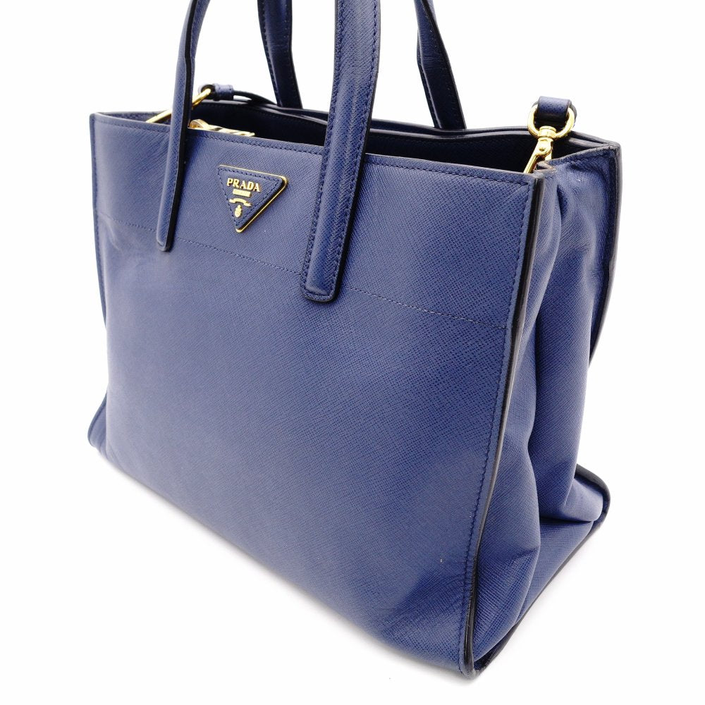 PRADA Leather Handbag Blue 2-Way Shoulder Bag