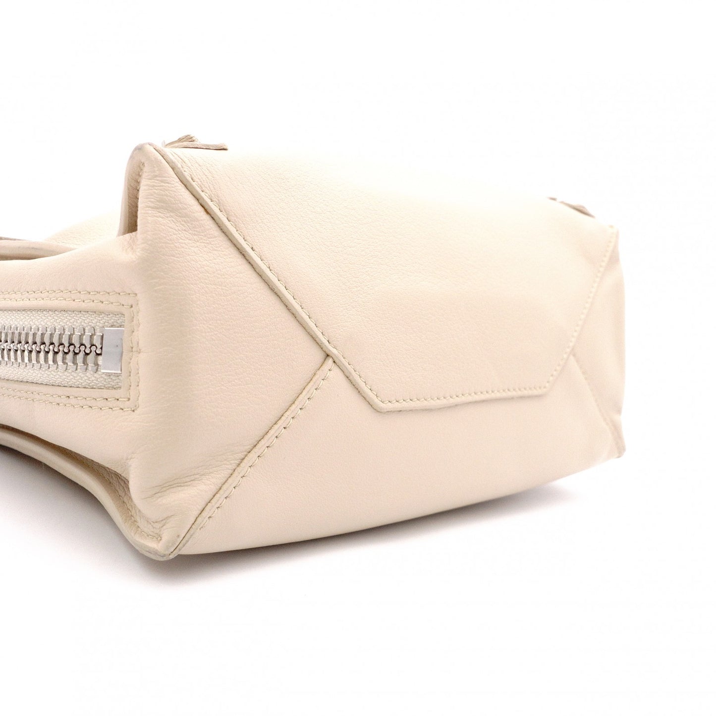 BALENCIAGA Paper Shoulder Bag, Leather, Beige, 2-Way Crossbody, Silver Hardware