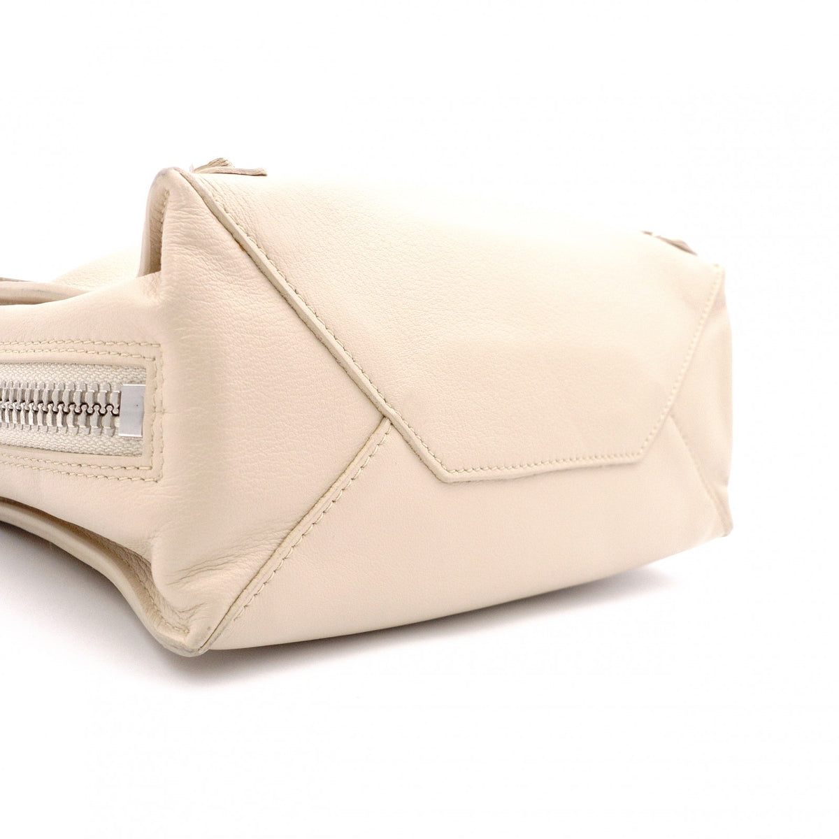 BALENCIAGA Paper Shoulder Bag, Leather, Beige, 2-Way Crossbody, Silver Hardware