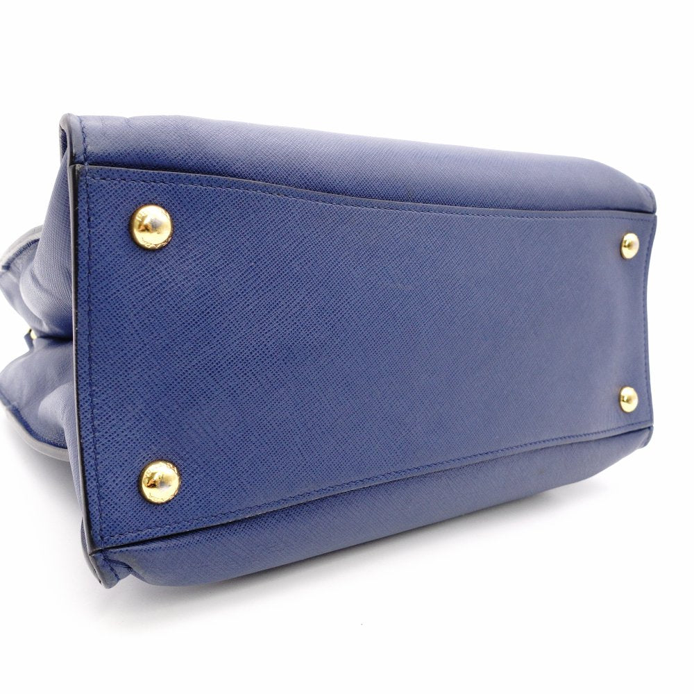 PRADA Leather Handbag Blue 2-Way Shoulder Bag