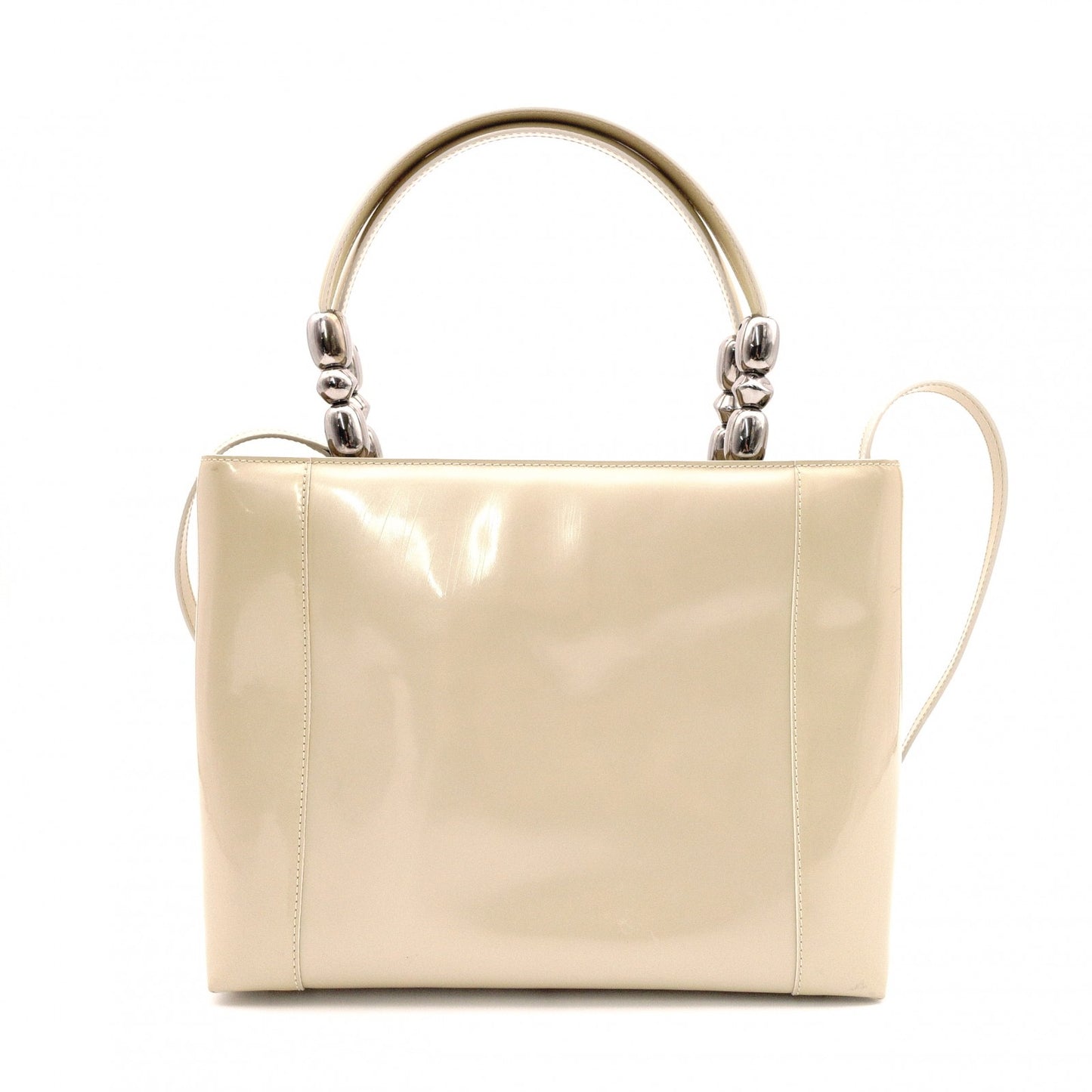 Christian Dior Marispare Handbag, Patent Leather, Beige, 2-Way