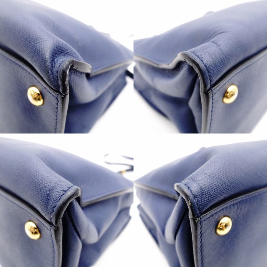 PRADA Leather Handbag Blue 2-Way Shoulder Bag