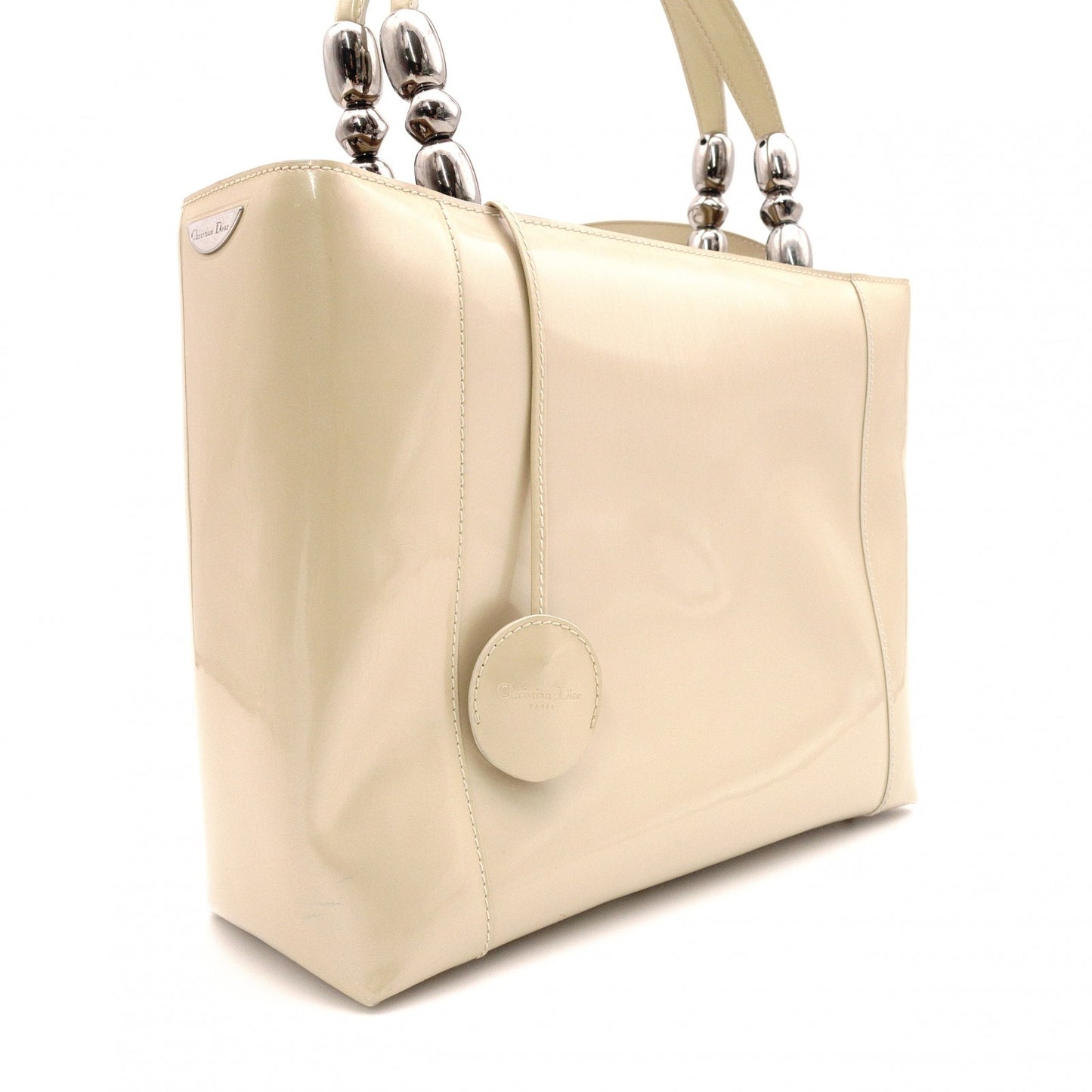 Christian Dior Marispare Handbag, Patent Leather, Beige, 2-Way