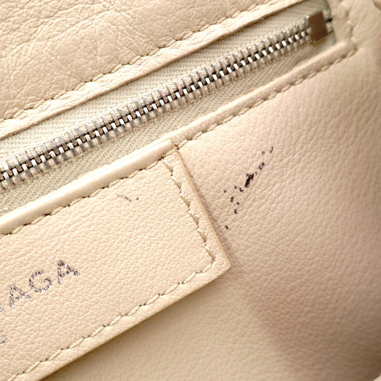 BALENCIAGA Paper Shoulder Bag, Leather, Beige, 2-Way Crossbody, Silver Hardware