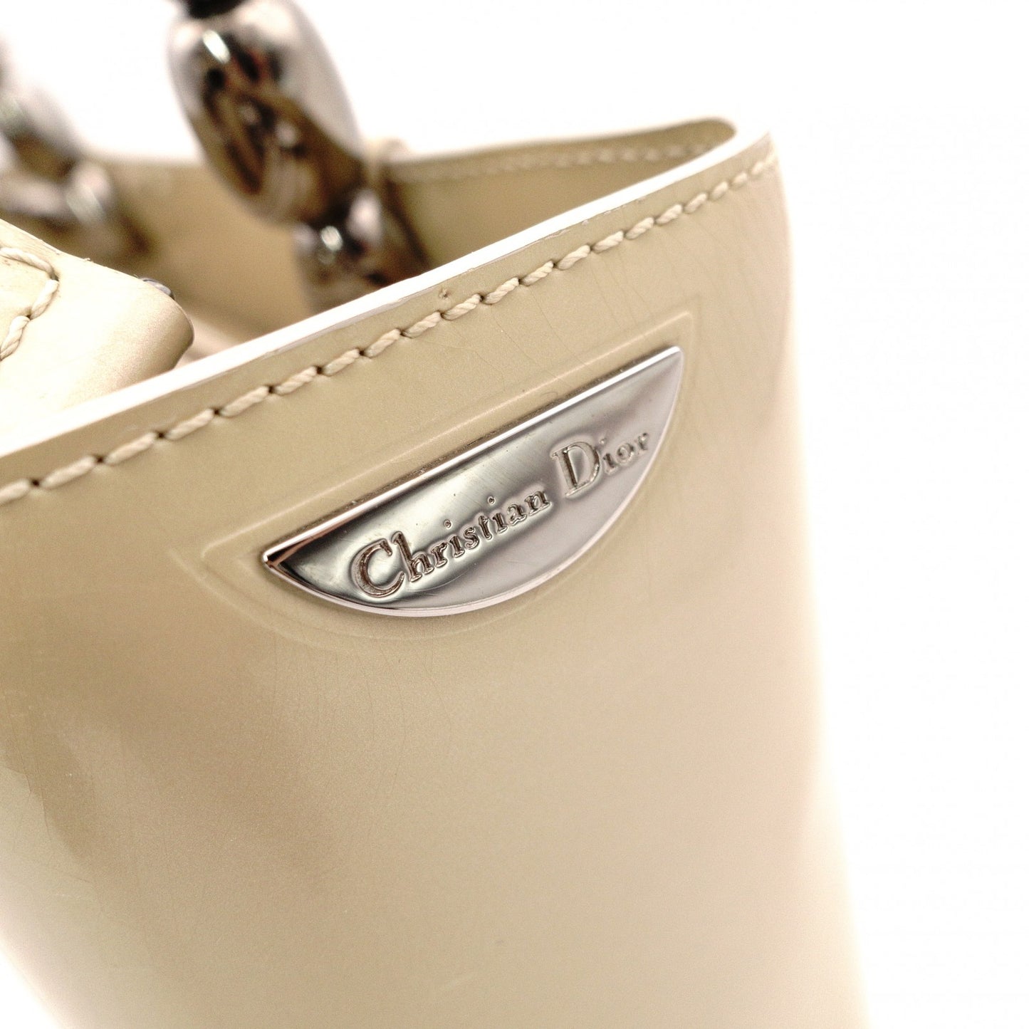 Christian Dior Marispare Handbag, Patent Leather, Beige, 2-Way