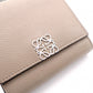 LOEWE Tri-Fold Anagram Tri-Fold Wallet, Leather, Beige, Silver Hardware