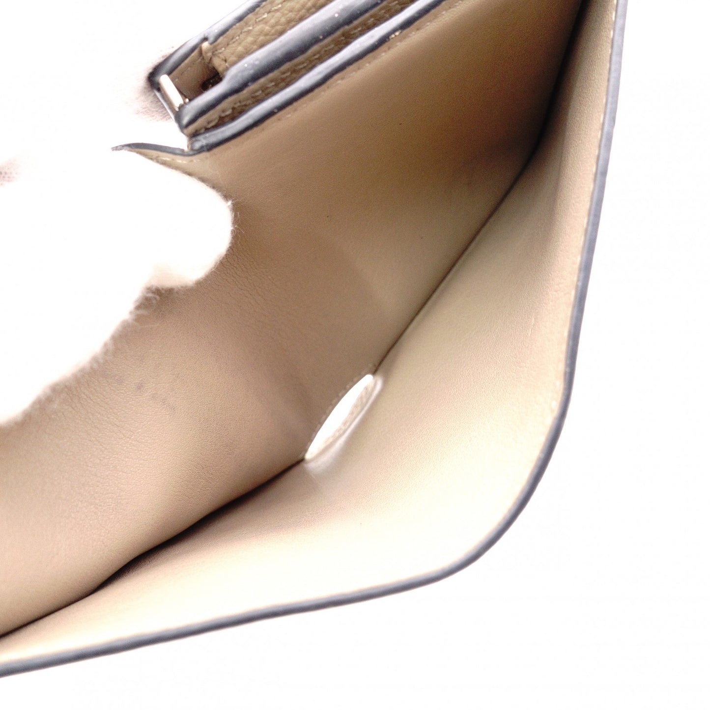 LOEWE Tri-Fold Anagram Tri-Fold Wallet, Leather, Beige, Silver Hardware