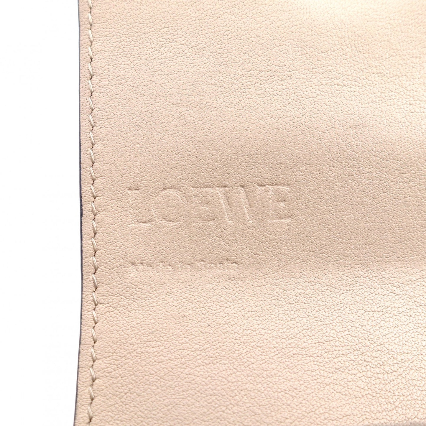 LOEWE Tri-Fold Anagram Tri-Fold Wallet, Leather, Beige, Silver Hardware