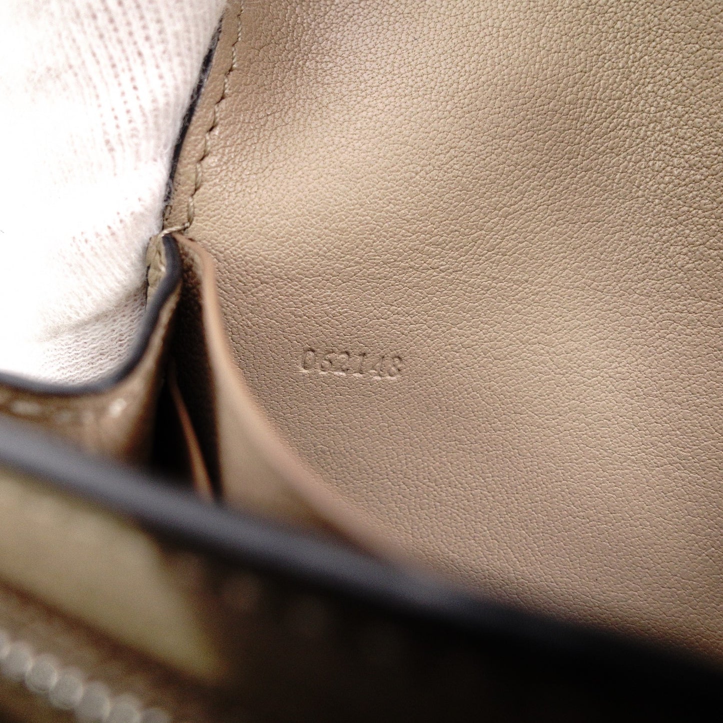 LOEWE Tri-Fold Anagram Tri-Fold Wallet, Leather, Beige, Silver Hardware