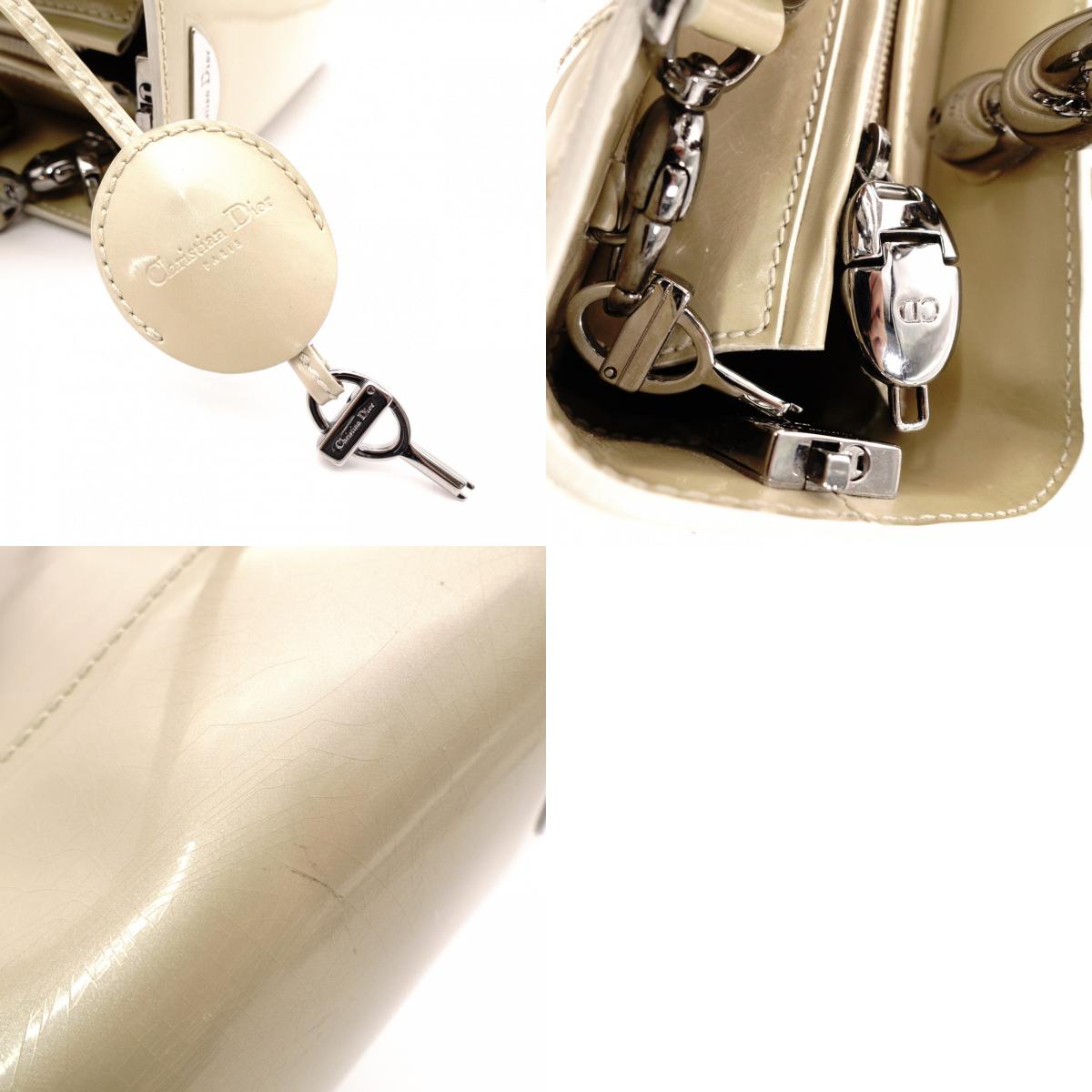 Christian Dior Marispare Handbag, Patent Leather, Beige, 2-Way