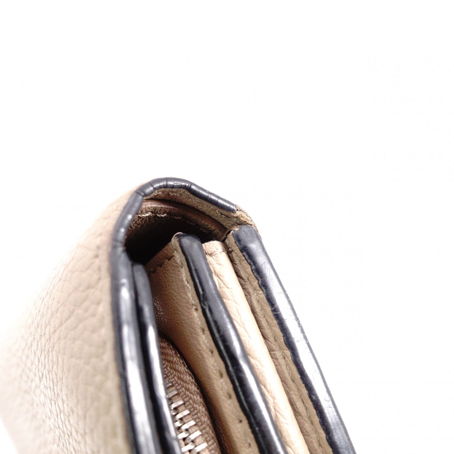 LOEWE Tri-Fold Anagram Tri-Fold Wallet, Leather, Beige, Silver Hardware