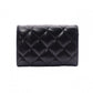 CHANEL Lambskin Matelassé Card Case, Leather, Black, Silver Hardware, CC Logo, Business Card Holder