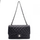 CHANEL Double Flap Big Matelassé Classic Shoulder Bag, Caviar Leather, Black with Silver Hardware