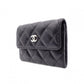 CHANEL Lambskin Matelassé Card Case, Leather, Black, Silver Hardware, CC Logo, Business Card Holder