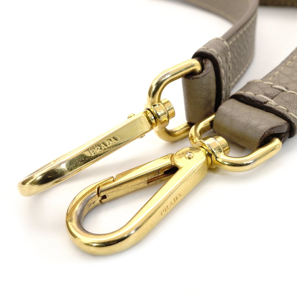 PRADA Vittorino Handbag 2-Way Beige Leather Crossbody Gold Hardware 7-10-280