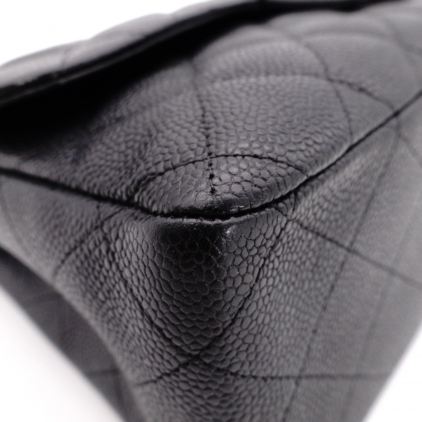 CHANEL Double Flap Big Matelassé Classic Shoulder Bag, Caviar Leather, Black with Silver Hardware