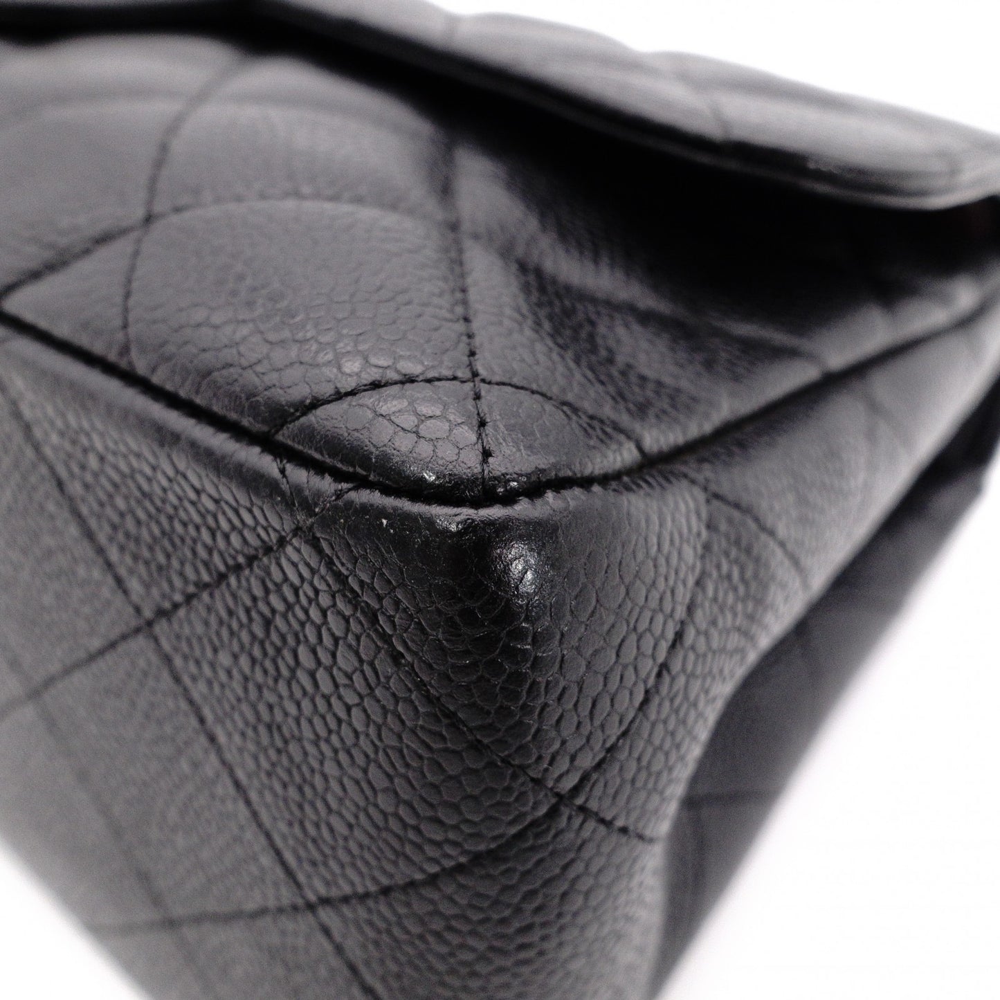 CHANEL Double Flap Big Matelassé Classic Shoulder Bag, Caviar Leather, Black with Silver Hardware