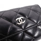CHANEL Lambskin Matelassé Card Case, Leather, Black, Silver Hardware, CC Logo, Business Card Holder