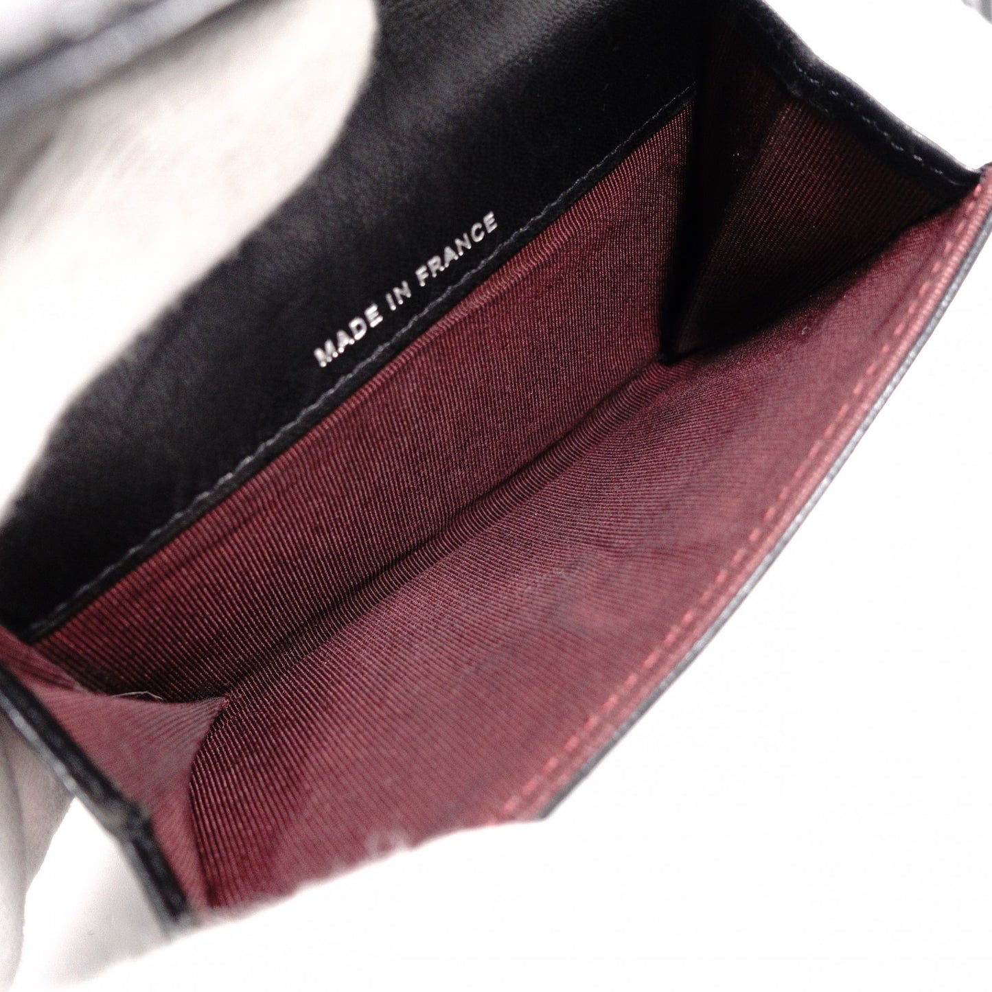 CHANEL Lambskin Matelassé Card Case, Leather, Black, Silver Hardware, CC Logo, Business Card Holder