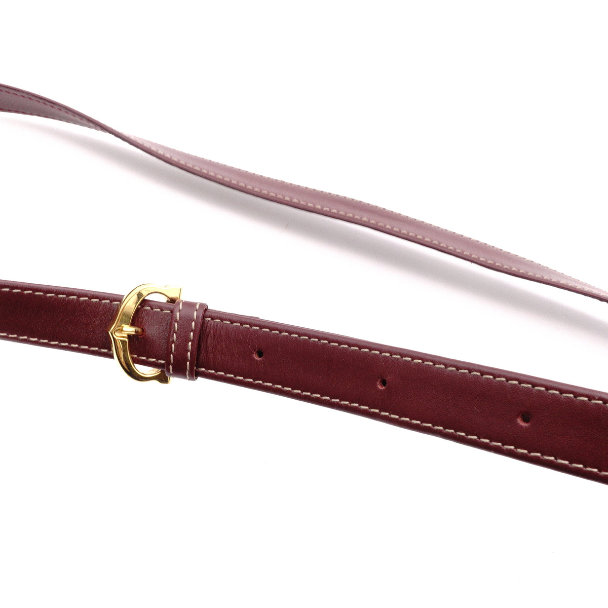 CARTIER Vintage Must Line Shoulder Bag, Leather, Red, Crossbody