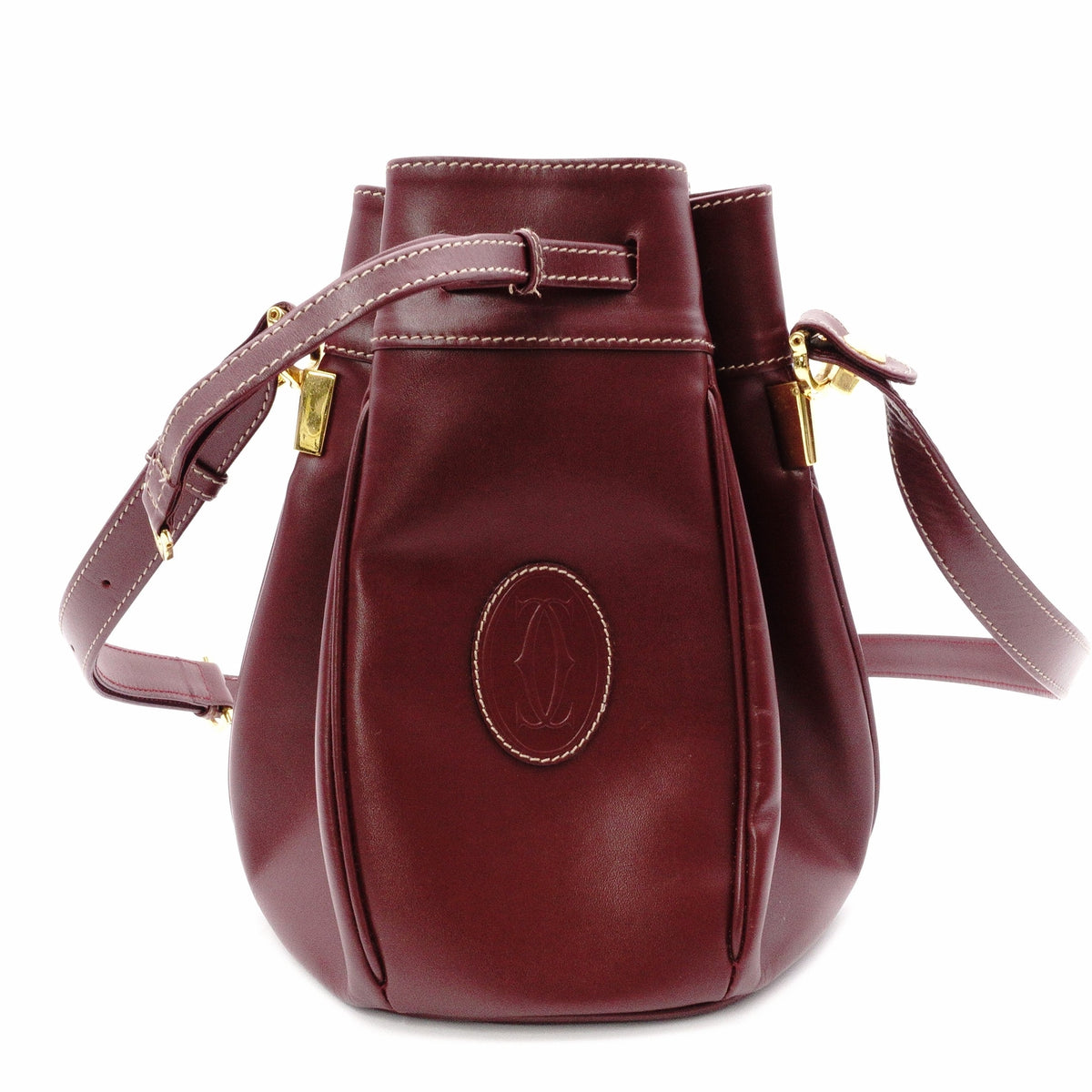 CARTIER Vintage Must Line Shoulder Bag, Leather, Red, Crossbody