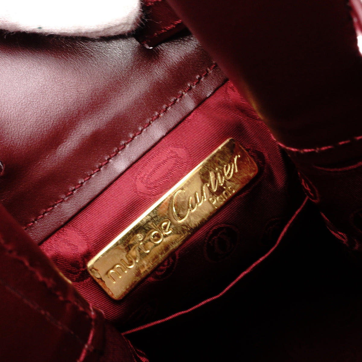 CARTIER Vintage Must Line Shoulder Bag, Leather, Red, Crossbody
