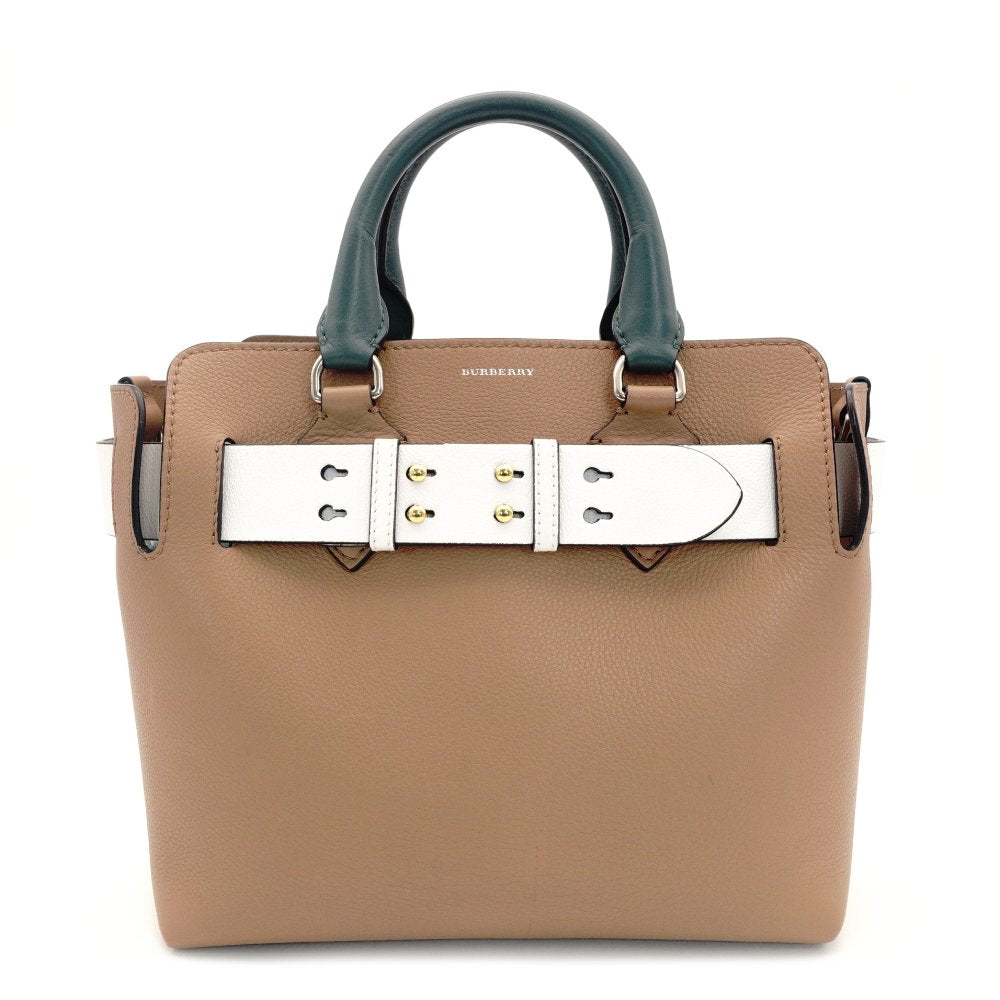 BURBERRY Belt Bag Handbag Beige × White × Green Leather 7-9-437